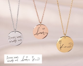 Handwritten Name Necklace, Custom Handwriting Necklace, Actual Handwriting Necklace, Engraved Necklace, Memorial Jewelry, Gift for Her