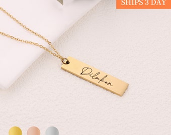 Women's Personalized Minimalist Bar Name Necklace - Gold Name Necklace - Gifts for Her - Birthday Gifts - Christmas Gifts - Gift for mom