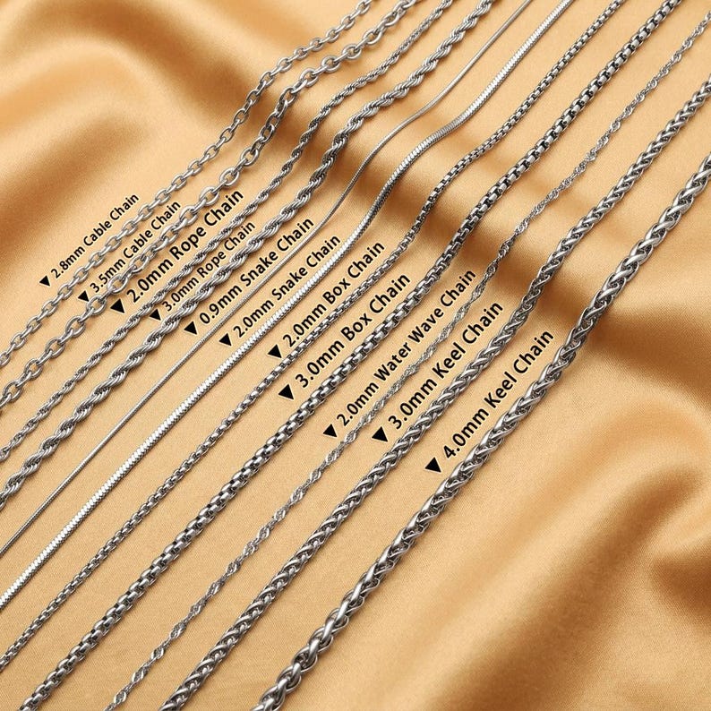 Waterproof Titanium Steel Chain Necklace for Men Women, Tarnish Free ...