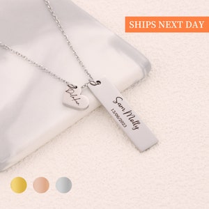 Collar colgante de corazón cuadrado, regalo personalizado del día de la madre, collar con nombre personalizado, collar grabado con láser, collares con monograma y nombre