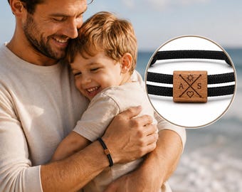 Custom Family Initials Bracelet, Mens Engraved Bracelet, Fathers Day Gift for Husband, Gift for Grandpa, Personalized Wooden Jewelry