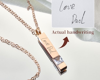 Engraved Urn Necklace: Stainless Steel Ash Holder, Handwriting Memorial Gift