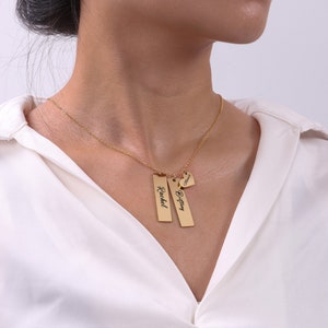 Custom Name Necklace Multiple Nameplated Necklace Carved Necklace Mom Necklace Perfect Gift for Her Birthday Gift Personalized Gift
