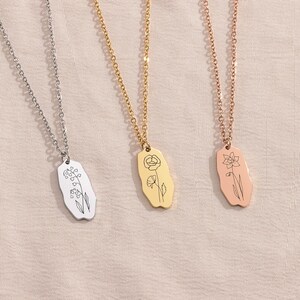 Collar delicado con colgante de flor de nacimiento, collar pequeño con flor de nacimiento, joyería con flor de nacimiento, regalo de flor de nacimiento, collar para mamá, regalo para mamá