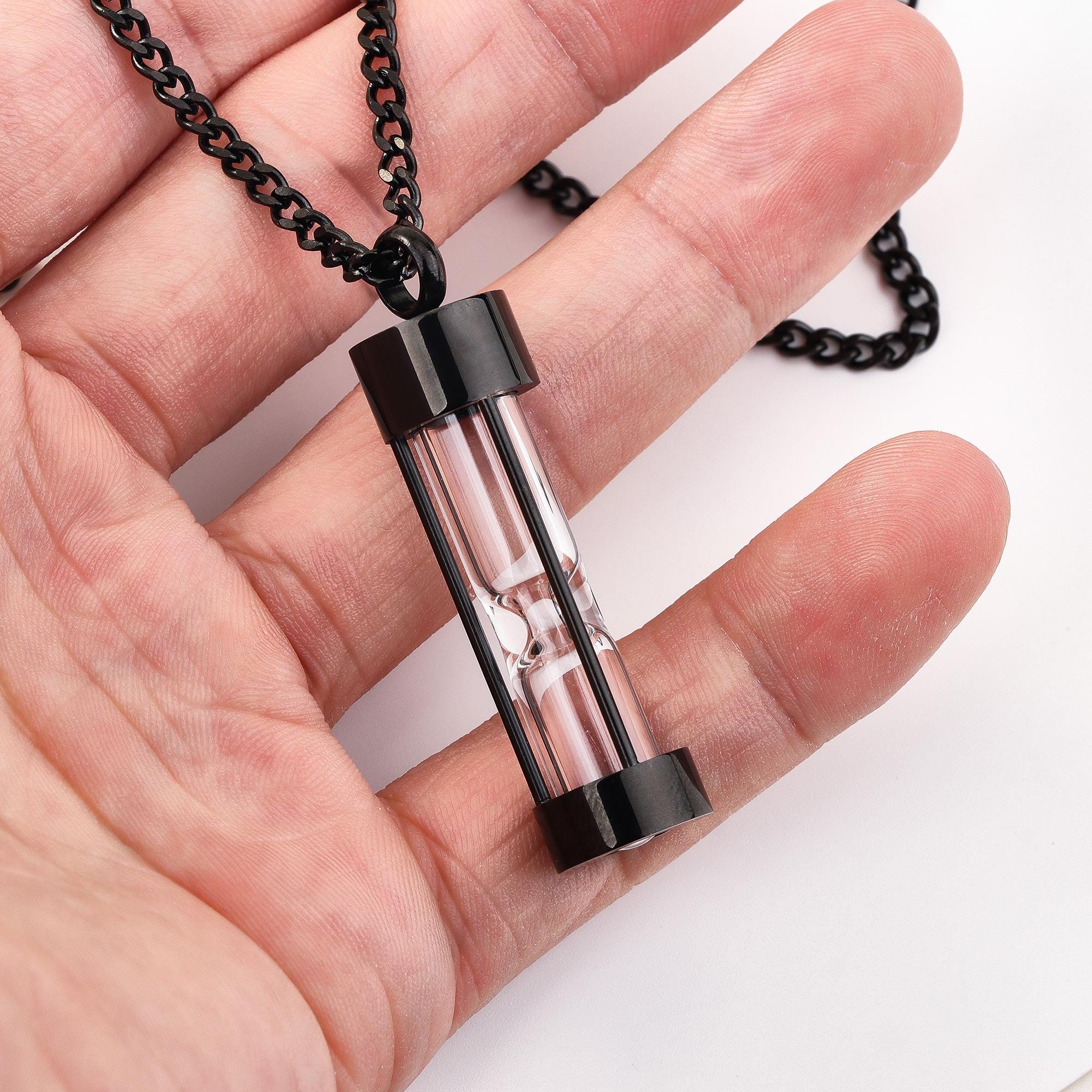 Hourglass Silver Urn Necklace For Ashes Hourglass Silver Cremation