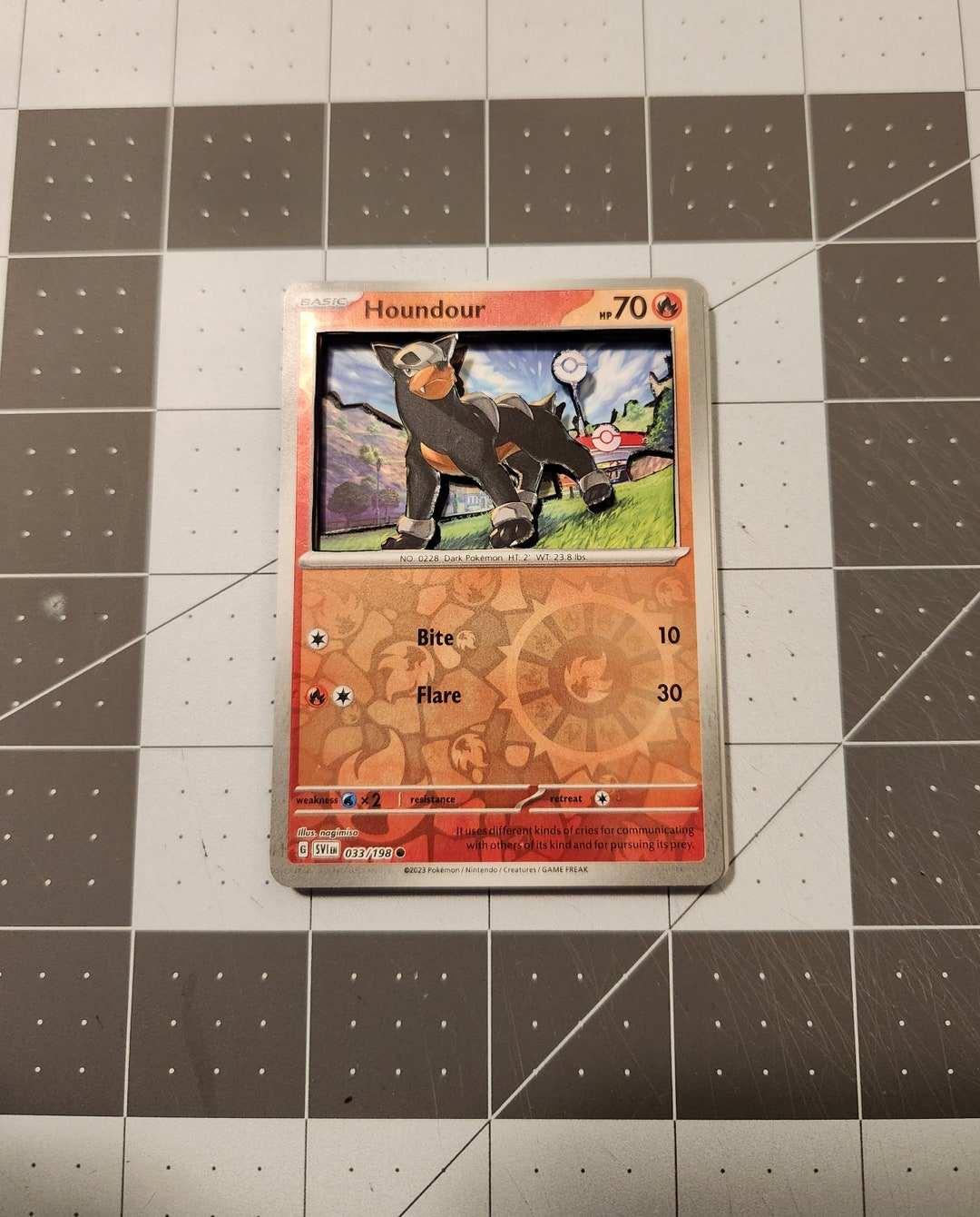 3D Pokemon Card Houndour Reverse Holo Etsy