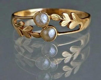 Mother of Pearl Gold Ring: Freshwater Pearl Engagement Jewelry