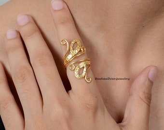 Arthritis finger splint adjustable solid sterling silver 925 or bronze, comfortable handmade ring