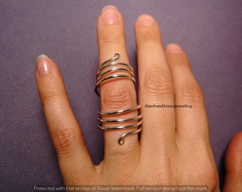 Eenvoudige artritis ring, volledige vinger ring, 925 zilveren handgemaakte lange Midi vinger ring, spalk knokkel ring, ontwerper filigraan ring voor haar