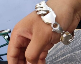 Oversized Padlock Bracelet: Chunky Cuban Link Curb Chain Cuff