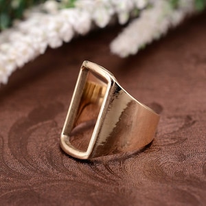 Brass Signet Ring, Flat Top Ring, Gold Ring, Men Signet Ring, Geometric Jewelry, Minimalist Ring, Men Jewelry, Square Ring, Gift for dad