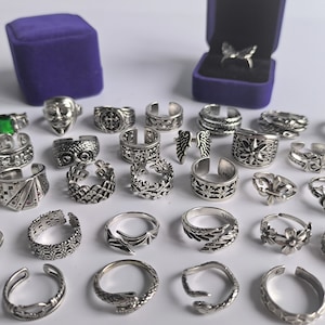 2er Pack Y2K Ring / Unisex Ringe verstellbar / Moderne Retro Ringe / Chunky Punk Ring / Halloween Weihnachtsgeschenk Ringe Bild 1