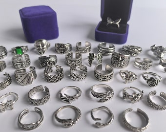 2 Pack Y2K Ring / Unisex Adjustable Ring / Modern Retro Rings / Chunky Punk Ring / Halloween Christmas Gift Rings