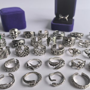 2er Pack Y2K Ring / Unisex Ringe verstellbar / Moderne Retro Ringe / Chunky Punk Ring / Halloween Weihnachtsgeschenk Ringe Bild 2