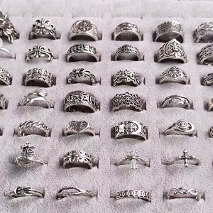 Y2K Goth ringen, Unisex dikke ring, open grootte punk gotische ring, Goth Y2K ringen, cyberpunk ringen afbeelding 4