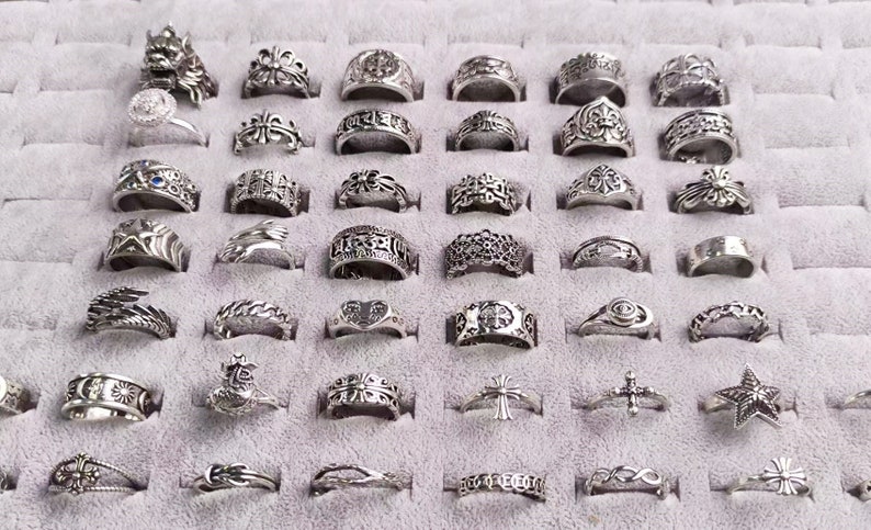 Y2K Goth ringen, Unisex dikke ring, open grootte punk gotische ring, Goth Y2K ringen, cyberpunk ringen afbeelding 4