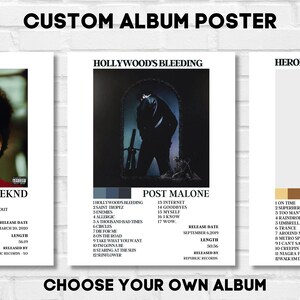 Custom Album Cover, Music Poster, Album Poster, Album,Wall decor, Album Music Poster,  Personalized Album Print, Album Art, Tracklist Poster