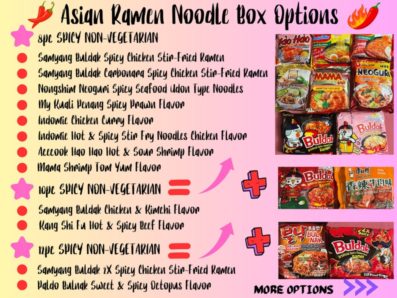 Asian Instant Ramen Noodle Mix Box/Instant Spicy Noodles/Veg & Non Veg/Samyang Buldak Paldo Sapporo Ichiban Nissin Mama/12 pcs/Asian Snacks image 2