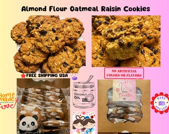 Almond Flour Oatmeal Raisin Cookies/ Healthy Fresh Homemade Cookies/ Gluten Free Cookies/ Asian Snacks