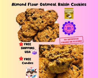 Homemade Almond Flour Oatmeal Raisin Cookies/ Healthy Fresh Gluten Free Cookies/ Organic Coconut Oil/ Asian Snacks