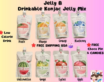 Drinkable Konjac Jelly/Low Calorie Drink/Fruit Jelly/No Sugar/8pcs/Asian Snacks