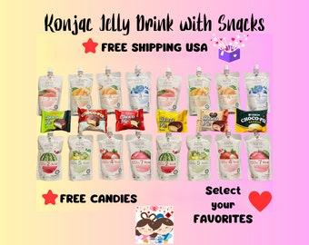 Drinkable Konjac Jelly/ Low Calorie Drink/ Fruit Jelly/ Asian Snacks Bag/ Custom/ 6pcs/ Mochi/ Choco Pie/ Korea Japan Taiwan Malaysia Snacks