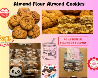 Almond Flour Gluten Free Almond Cookies/ Healthy Fresh Baked Homemade Cookies/ Organic Coconut Oil/ Asian Snacks/ Made to Order