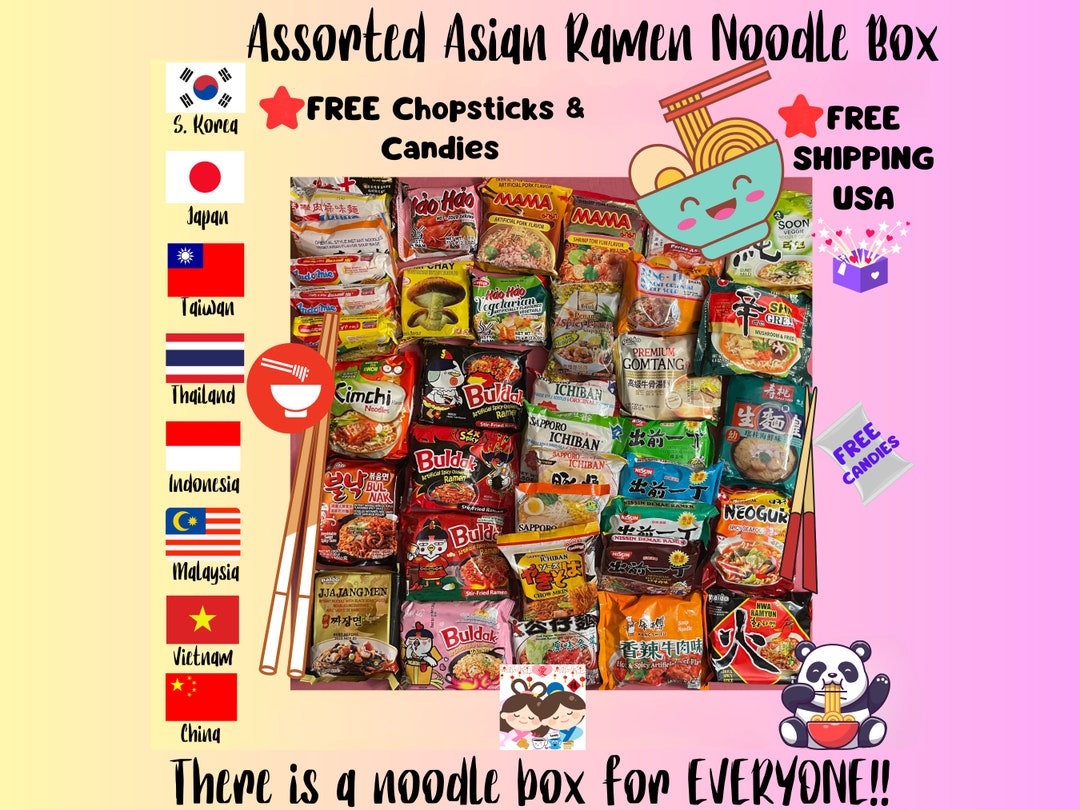 Assorted Asian Ramen Noodle Box/instant Spicy Noodles/veg & Non Veg