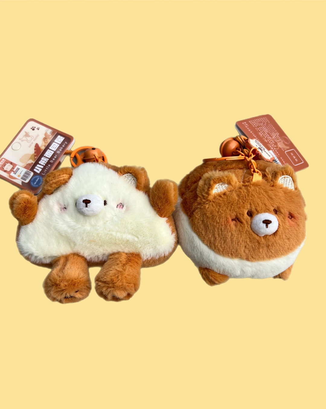 Little Bear Bakery Keychain, Toast /sweet Bun Keyring, Food Bread Plush