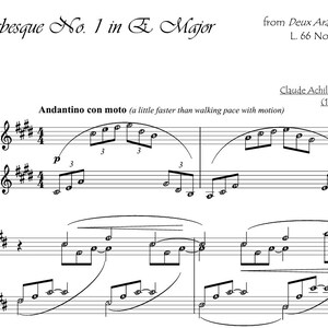 Arabesque no. 1 in E major DEBUSSY (Grade 7) digital piano sheet