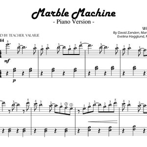 Marble Machine (grade 5) Digital Piano Sheet - Etsy