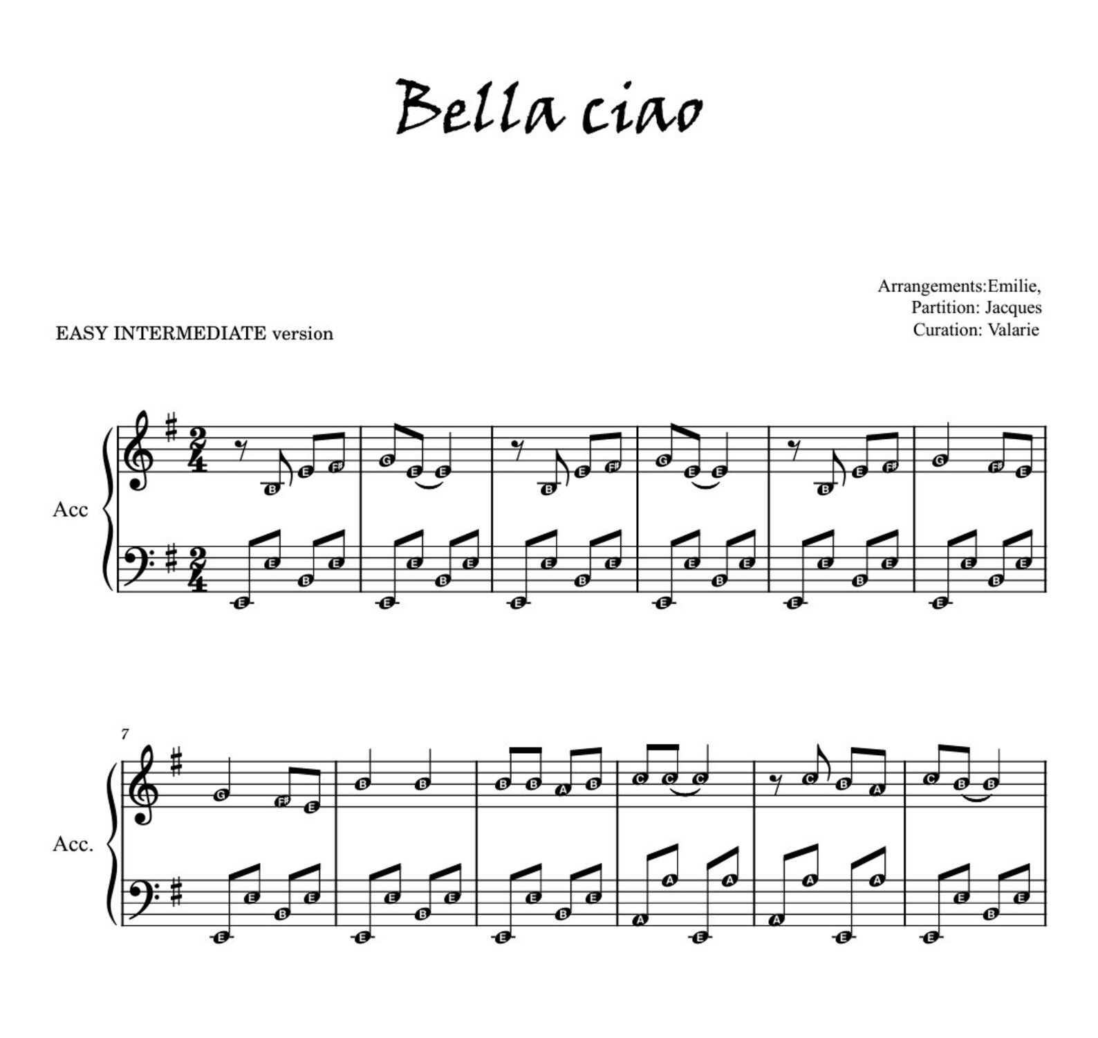 Bella Ciao - Traditional | Bundle Piano Sheet Grade 2 to 5 - Etsy