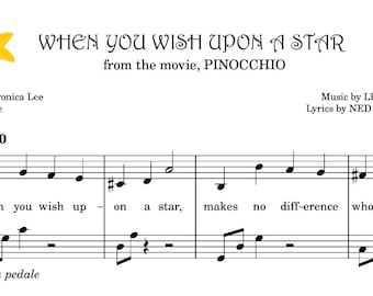 When You Wish Upon A Star (Grade 1-2) Digital Piano Sheet and MP3 Audio Sample