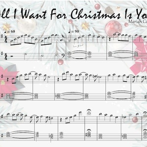Allt jag vill ha till jul är dig Pianonoter Partitur med notnamn