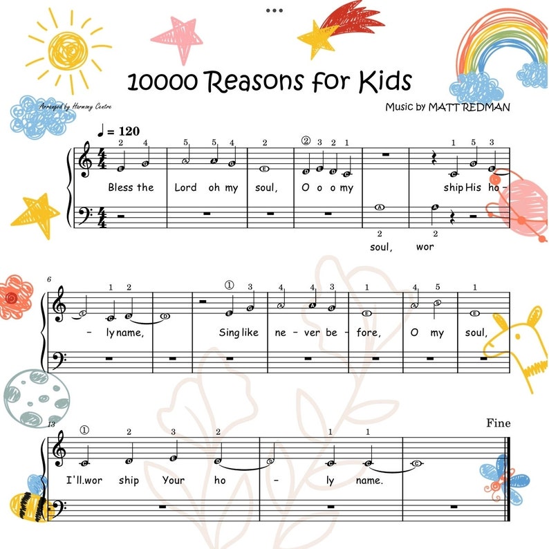 10000 Reasons for Kids (bless My Soul) | Attractive Piano Sheet Music ...