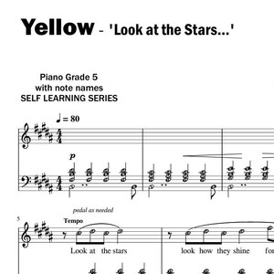 Limited Piano Sheet Music with note names Easy Read