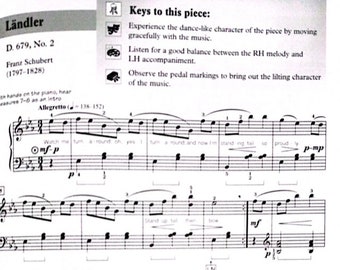 Landler (Grade 4) Piano Sheet with Artistic Performance Information