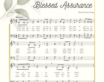 Blessed Assurance - Partitura atractiva para piano Versión original de Fanny Crosby Hymn Church