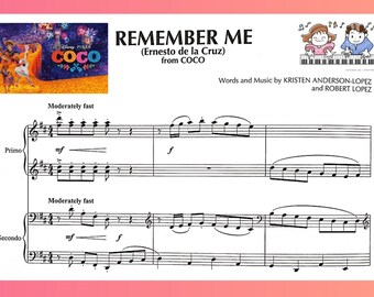 Coco Remember Me | Klavier Duett 4 Hände Schönes Notenblatt