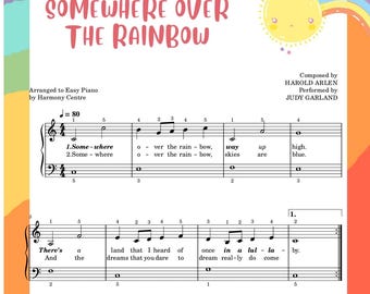 Somewhere Over the Rainbow for Kids - Attractive Piano Sheet Music Score