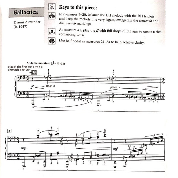 Gallactica (Grade 6) Piano Sheet with Artistic Performance Information