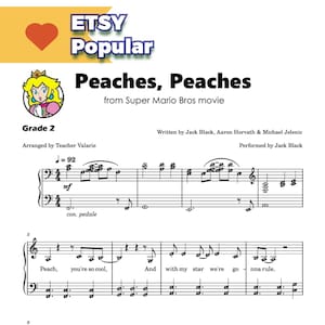 Peaches Peaches (Grade 2) digital piano sheet with audio sample and note names