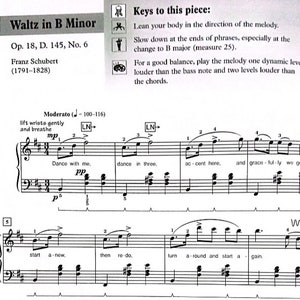 Valse en si mineur (5e/6e année) Feuille de piano avec informations sur la performance artistique