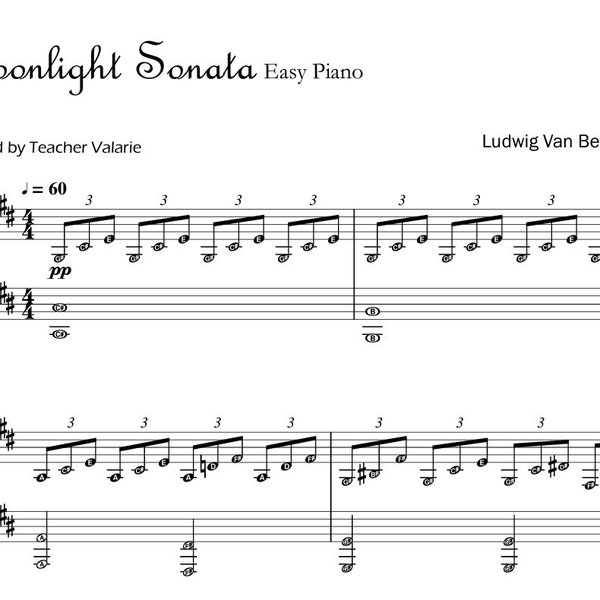 Moonlight Sonata (Awesome part) (Grade 1) Digital Piano Sheet