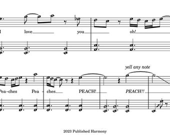 Peaches Peaches grade 2 Digital Piano Sheet With Audio Sample and Note  Names 