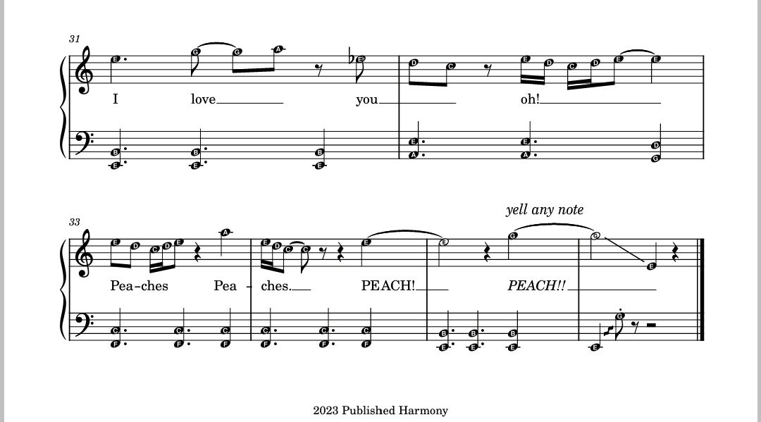 Peaches Peaches grade 2 Digital Piano Sheet With Audio Sample and