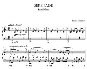 Serenade (Schubert) Grade 6 Digital Piano Sheet and MP3 Audio Sample