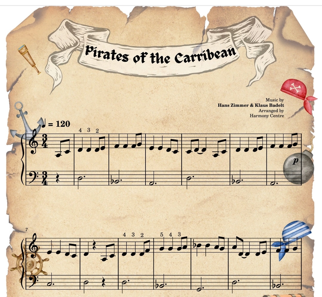 Pirates of Carribbean for Kids - Attractive Piano Sheet