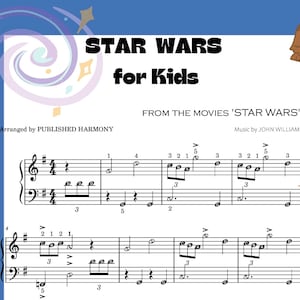 Star Wars for Kids | Attractive Piano Sheet Music Score With Note Names ...