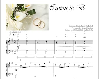 Canon in D (Grade 3) Digital Piano sheet with note guide and MP3 Sample